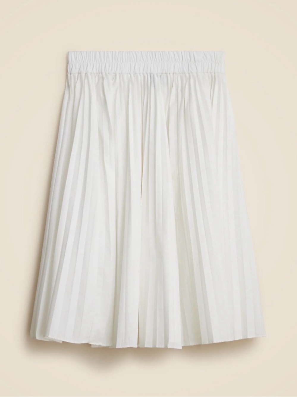 J.Crew White Smocked Waist Pleated Midi Skirt Sz M